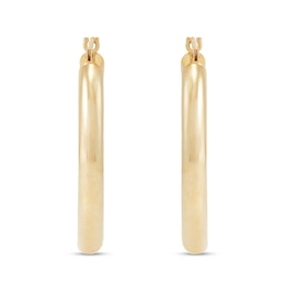 25.0mm Tube Hoop Earrings in Hollow 14K Gold