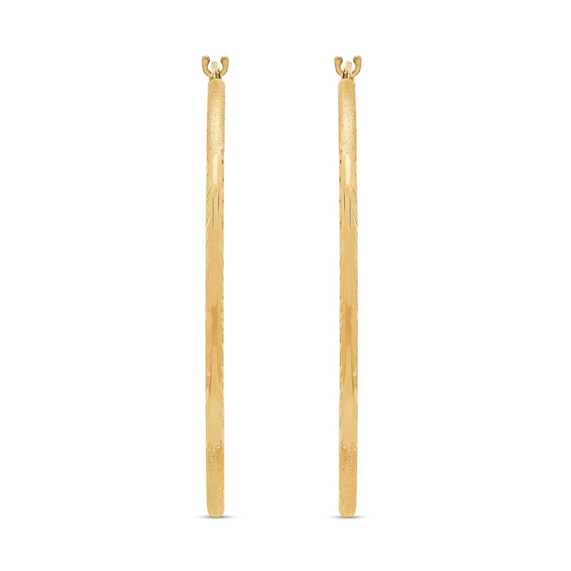 40.0mm Diamond-Cut Textured Hoop Earrings in Hollow 10K Gold