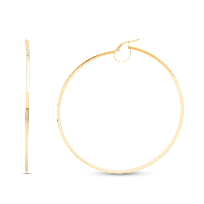 73.0mm Multi-Finish Hoop Earrings in Hollow 10K Gold