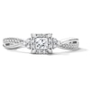 Thumbnail Image 1 of 0.25 CT. T.W. Certified Princess-Cut Lab-Grown Diamond Frame Promise Ring in 10K White Gold (F/VS2)