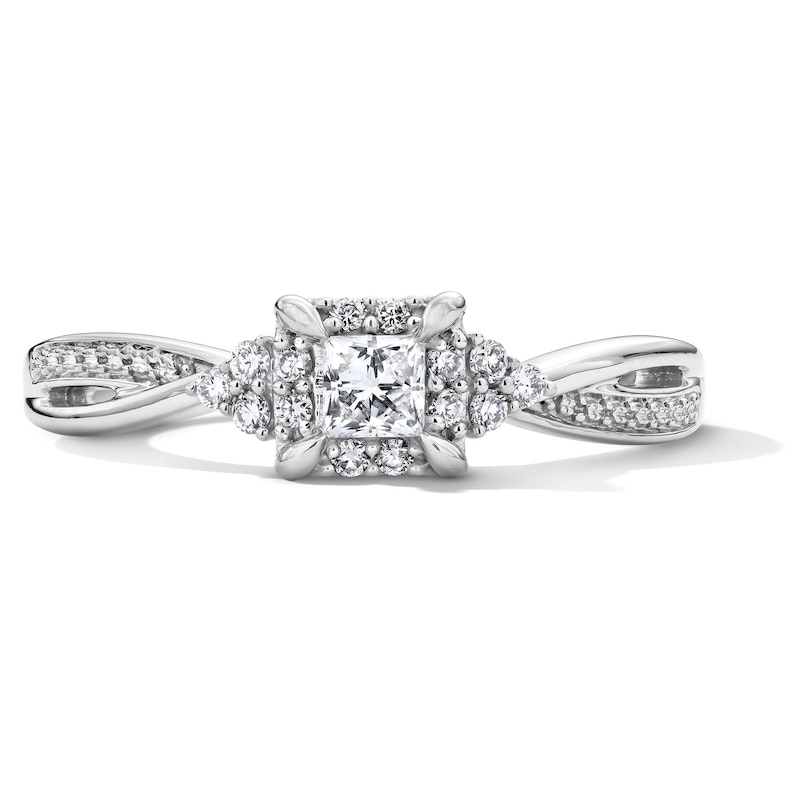 0.25 CT. T.W. Certified Princess-Cut Lab-Grown Diamond Frame Promise Ring in 10K Gold (F/VS2