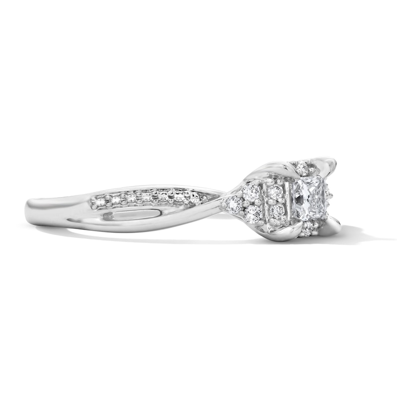 0.25 CT. T.W. Certified Princess-Cut Lab-Grown Diamond Frame Promise Ring in 10K Gold (F/VS2