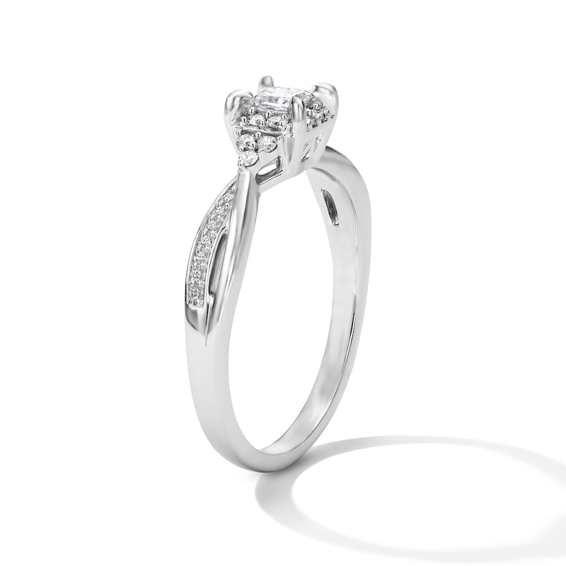 0.25 CT. T.W. Certified Princess-Cut Lab-Grown Diamond Frame Promise Ring in 10K Gold (F/VS2
