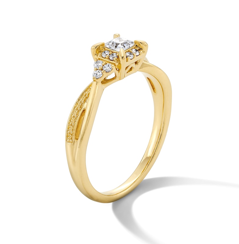 Main Image 3 of 0.25 CT. T.W. Certified Princess-Cut Lab-Grown Diamond Frame Promise Ring in 10K Gold (F/VS2)
