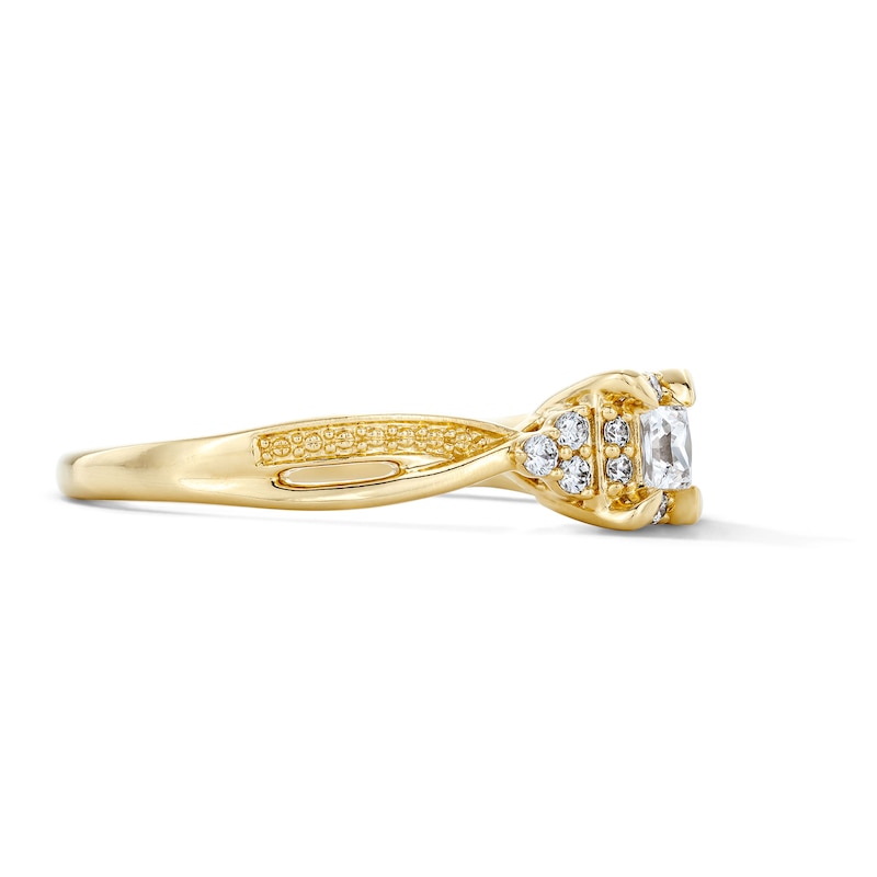 Main Image 4 of 0.25 CT. T.W. Certified Princess-Cut Lab-Grown Diamond Frame Promise Ring in 10K Gold (F/VS2)