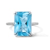 Thumbnail Image 1 of EFFY™ Collection Emerald-Cut Swiss Blue Topaz and 0.04 CT. T.W. Diamond Cocktail Ring in Sterling Silver