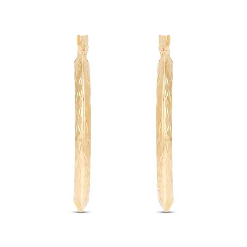 25.0mm Diamond-Cut Knife-Edge Hoop Earrings in Hollow 14K Gold