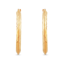 30.0mm Diamond-Cut Knife-Edge Hoop Earrings in Hollow 14K Gold
