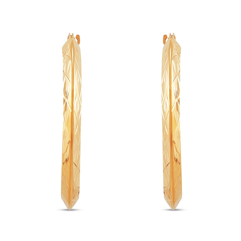 30.0mm Diamond-Cut Knife-Edge Hoop Earrings in Hollow 14K Gold