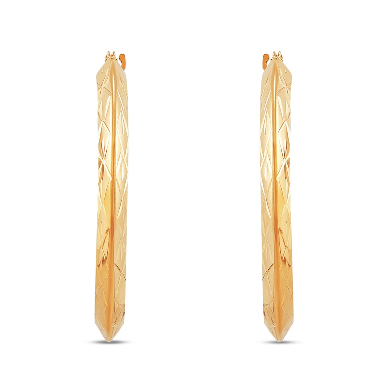 30.0mm Diamond-Cut Knife-Edge Hoop Earrings in Hollow 14K Gold