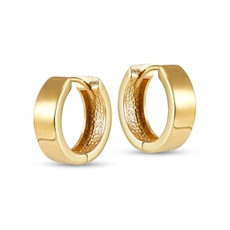 Flat Square-Wire Huggie Hoop Earrings in Solid 10K Gold