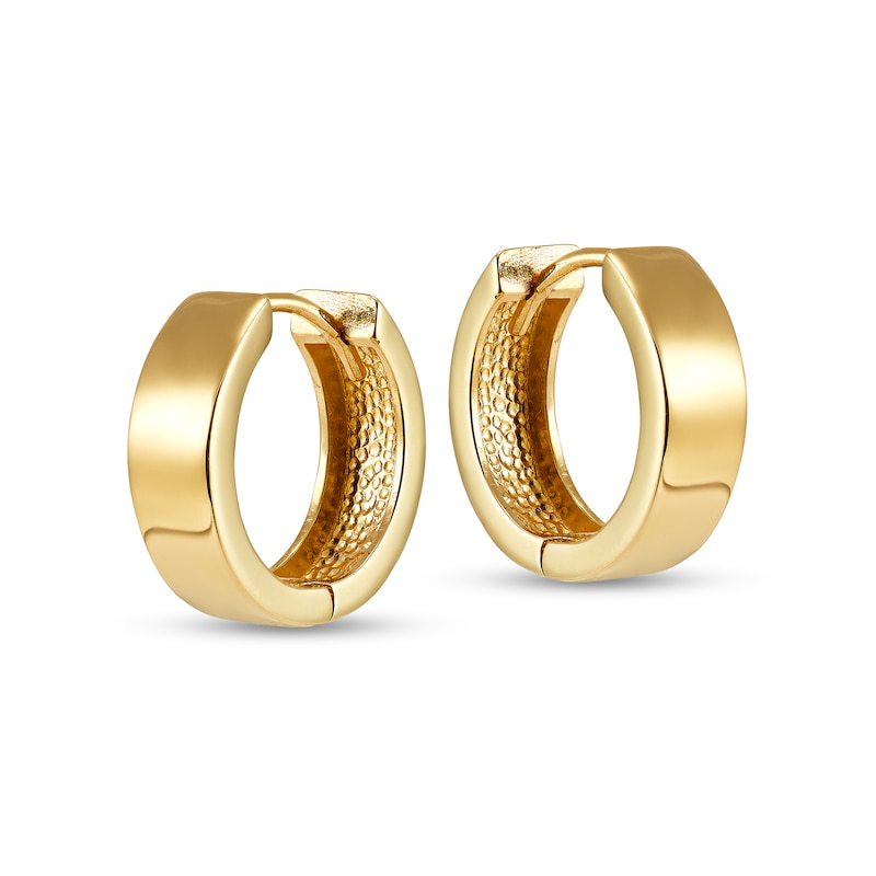 Flat Square-Wire Huggie Hoop Earrings in Solid 10K Gold