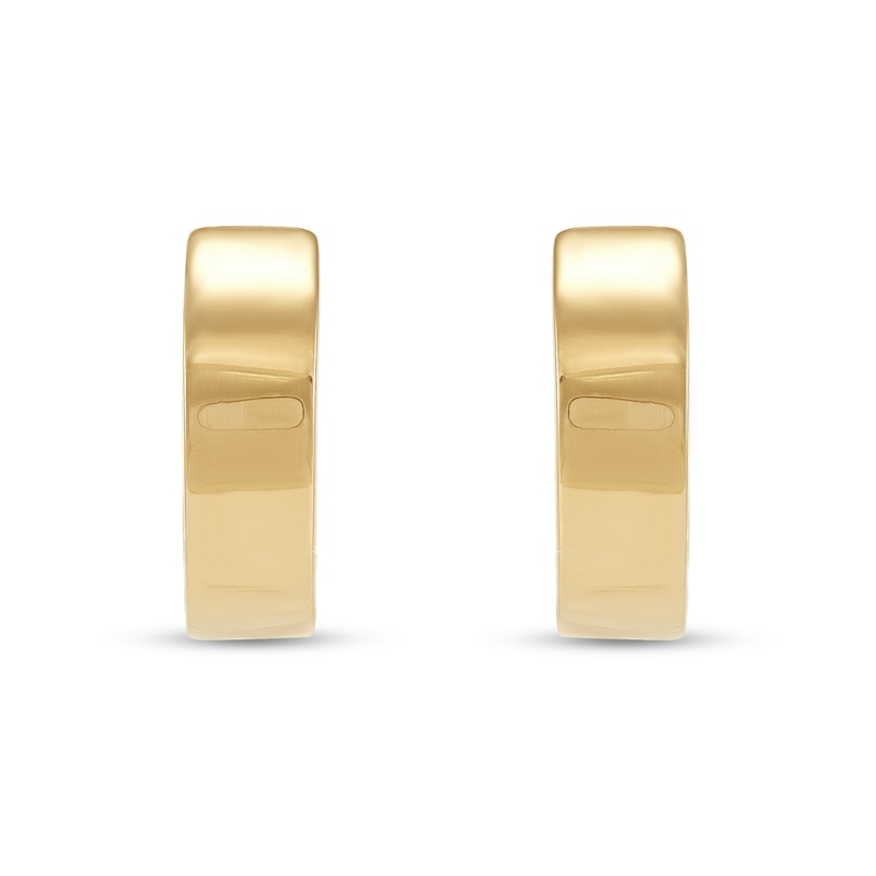 Flat Square-Wire Huggie Hoop Earrings in Solid 10K Gold