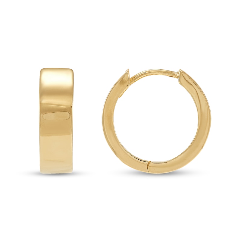 Flat Square-Wire Huggie Hoop Earrings in Solid 10K Gold