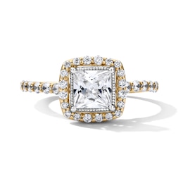1.45 CT. T.W. Certified Princess-Cut Lab-Grown Diamond Frame Engagement Ring in 14K Gold (F/VS2)