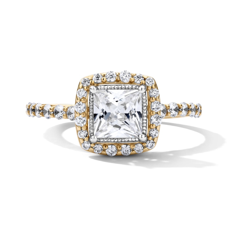 1.45 CT. T.W. Certified Princess-Cut Lab-Grown Diamond Frame Engagement Ring in 14K Gold (F/VS2)