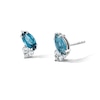 Thumbnail Image 1 of Marquise-Cut London Blue Topaz and White Lab-Created Sapphire Stud Earrings in Sterling Silver