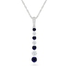 Thumbnail Image 1 of Blue Lab-Created Sapphire and 0.23 CT. T.W. Lab-Grown Diamond Journey Pendant in Sterling Silver