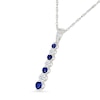 Thumbnail Image 2 of Blue Lab-Created Sapphire and 0.23 CT. T.W. Lab-Grown Diamond Journey Pendant in Sterling Silver