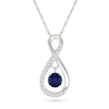 Thumbnail Image 1 of Blue Lab-Created Sapphire and 0.12 CT. T.W. Certified Lab-Grown Diamond Infinity Pendant in Sterling Silver