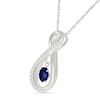 Thumbnail Image 2 of Blue Lab-Created Sapphire and 0.12 CT. T.W. Certified Lab-Grown Diamond Infinity Pendant in Sterling Silver
