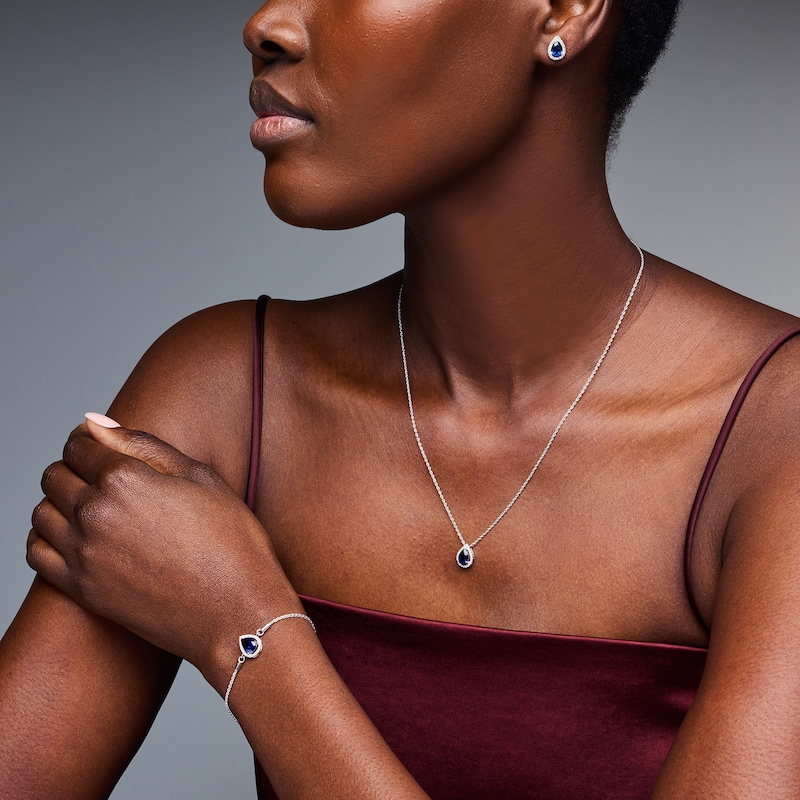 Pear-Shaped White Lab-Created Sapphire Pendant