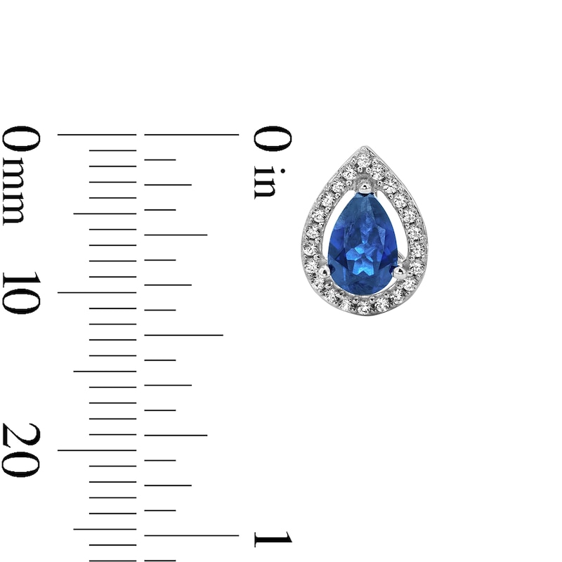 Main Image 3 of Pear-Shaped Blue and White Lab-Created Sapphire Pendant, Bolo Bracelet and Earrings Set in Sterling Silver