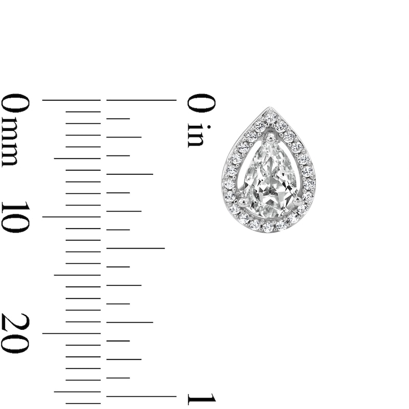 Pear-Shaped Blue and White Lab-Created Sapphire Pendant, Bolo Bracelet and Earrings Set in Sterling Silver