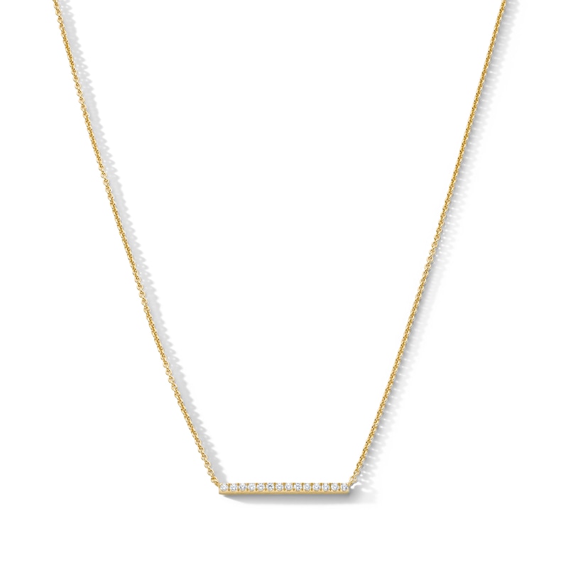 0.085 CT. T.W. Diamond Bar Necklace in 10K Gold - 17"
