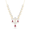 Thumbnail Image 1 of Pear-Shaped Ruby and 1.70 CT. T.W. Lab-Grown Diamond Linked Teardrop Chandelier Necklace in 18K Gold (F/VS2)