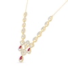 Thumbnail Image 2 of Pear-Shaped Ruby and 1.70 CT. T.W. Lab-Grown Diamond Linked Teardrop Chandelier Necklace in 18K Gold (F/VS2)