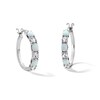 Thumbnail Image 1 of Oval Lab-Created Opal and White  Lab-Created Sapphire Hoop Earrings in Sterling Silver