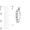 Thumbnail Image 2 of Oval Lab-Created Opal and White  Lab-Created Sapphire Hoop Earrings in Sterling Silver