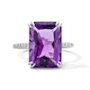 Thumbnail Image 1 of EFFY™ Collection Emerald-Cut Amethyst and 0.04 CT. T.W. Diamond Cocktail Ring in Sterling Silver