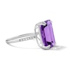 Thumbnail Image 3 of EFFY™ Collection Emerald-Cut Amethyst and 0.04 CT. T.W. Diamond Cocktail Ring in Sterling Silver