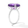 Thumbnail Image 4 of EFFY™ Collection Emerald-Cut Amethyst and 0.04 CT. T.W. Diamond Cocktail Ring in Sterling Silver