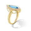 Thumbnail Image 3 of Marquise-Cut Swiss Blue Topaz and White Lab-Created Sapphire Frame Ring in Sterling Silver with 14K Gold Plate