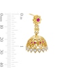 Thumbnail Image 3 of Ruby and 0.58 CT. T.W. Lab-Created Diamond Bell Drop Earrings in 18K Gold (I/SI2)