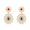 Thumbnail Image 1 of Pear-Shaped Ruby, Emerald and White Topaz Drop Earrings in 18K Gold