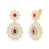 Thumbnail Image 2 of Pear-Shaped Ruby, Emerald and White Topaz Drop Earrings in 18K Gold