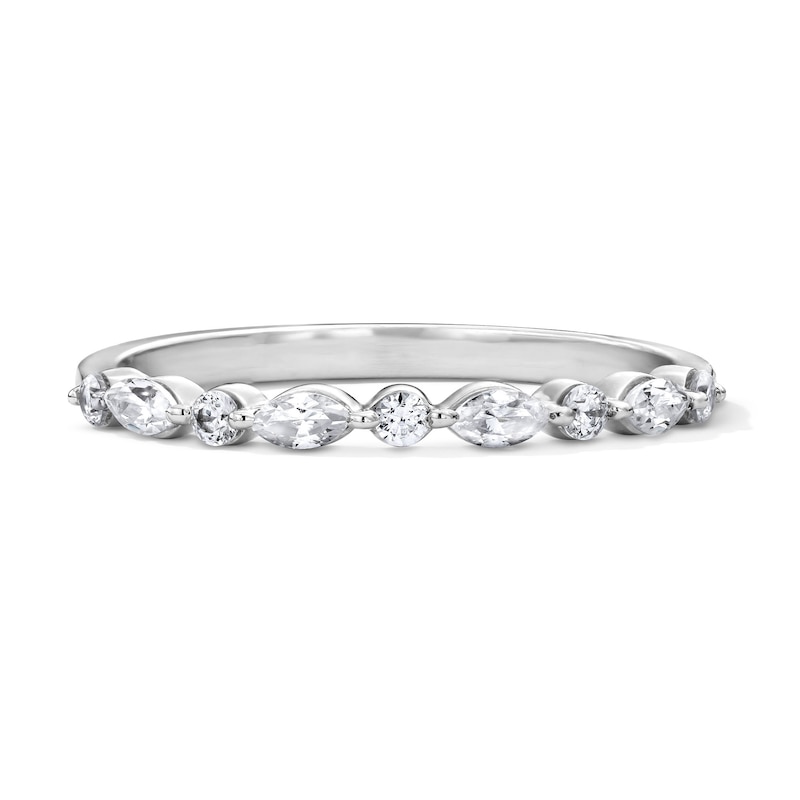 0.25 CT. T.W. Marquise-Cut and Round Diamond Stackable Anniversary Ring in 14K Gold