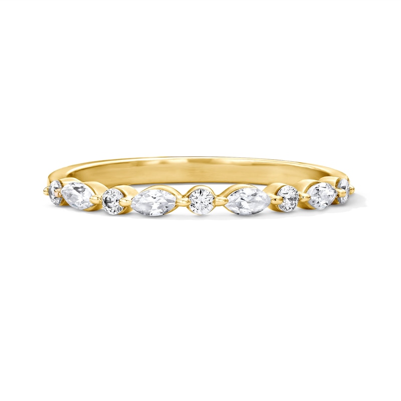 Main Image 1 of 0.25 CT. T.W. Marquise-Cut and Round Diamond Stackable Anniversary Ring in 14K Gold