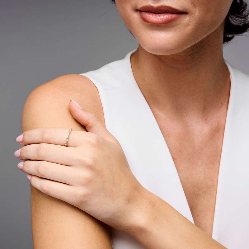 Main Image 2 of 0.25 CT. T.W. Marquise-Cut and Round Diamond Stackable Anniversary Ring in 14K Gold