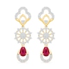 Thumbnail Image 1 of Pear-Shaped Ruby and 0.69 CT. T.W. Lab-Grown Diamond Drop Earrings in 18K Gold (F/VS2)