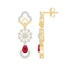 Thumbnail Image 3 of Pear-Shaped Ruby and 0.69 CT. T.W. Lab-Grown Diamond Drop Earrings in 18K Gold (F/VS2)