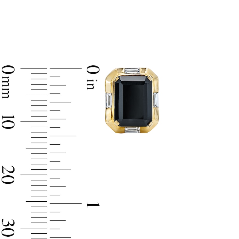 EFFY™ Collection Emerald-Cut Black Onyx and 0.14 CT. T.W. Baguette-Cut Diamond Stud Earrings in 14K Gold