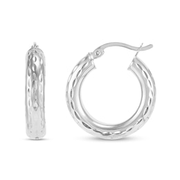 21.0mm Diamond-Cut Hoop Earrings in Hollow Sterling Silver