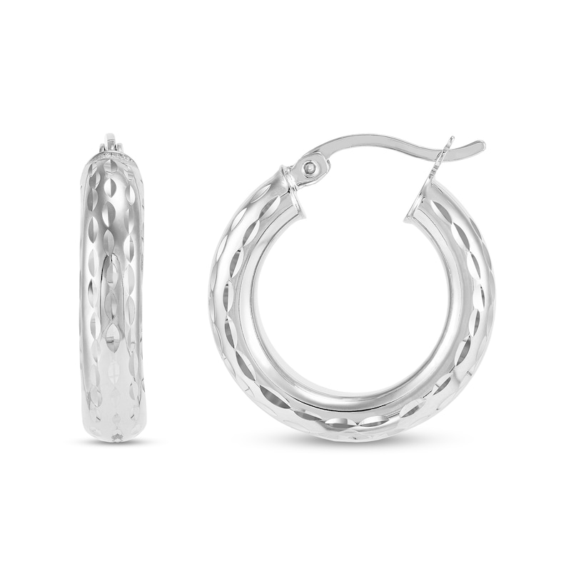 21.0mm Diamond-Cut Hoop Earrings in Hollow Sterling Silver