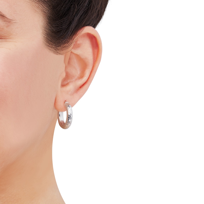 21.0mm Diamond-Cut Hoop Earrings in Hollow Sterling Silver