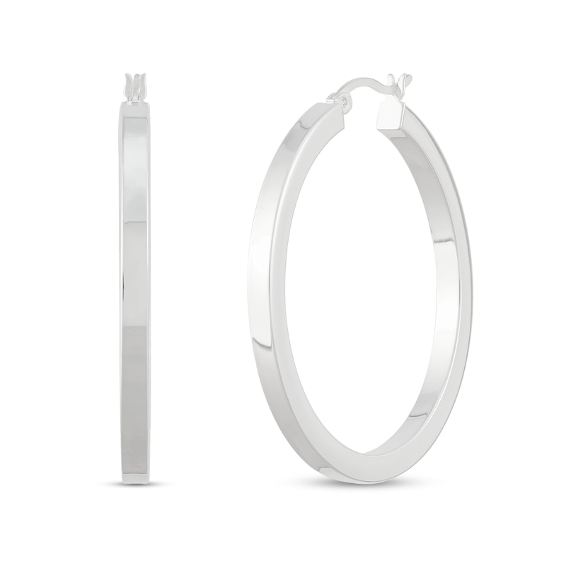 40.0mm Square-Tube Hoop Earrings in Hollow Sterling Silver